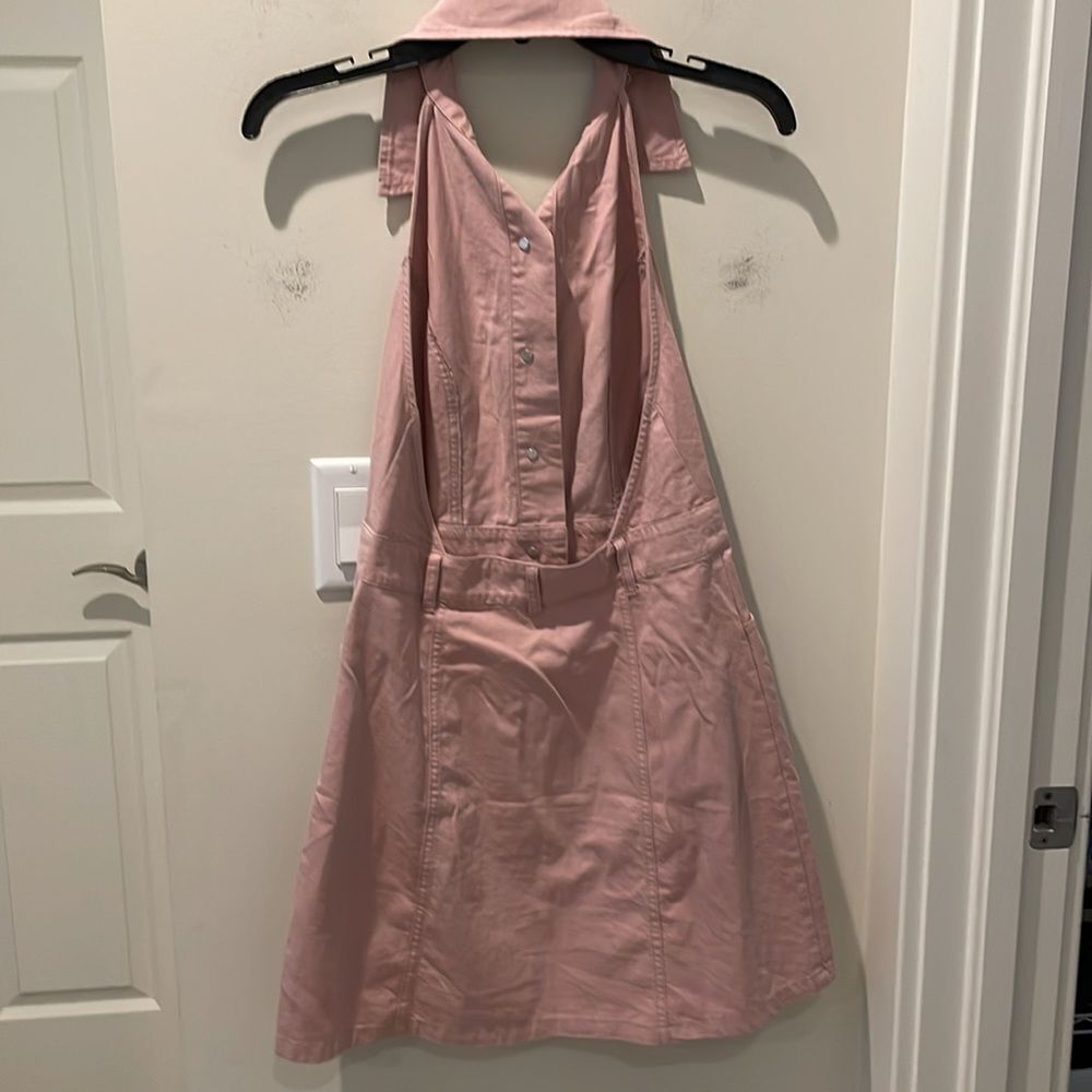 Signature 8 blush pink denim style dress with open back size Small - Picture 3 of 9